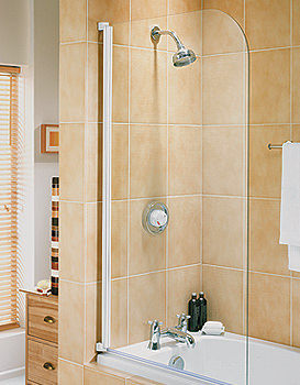 Aqualux Euro Half Framed Radius Bath Screen-White | FS6450AQU