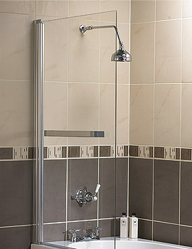 Aqualux Aquarius Silver Half Framed Bath Screen | FBS0103AQU