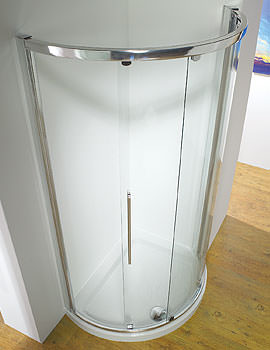 Original 1000mm White Curved Slider Door Side Access + Tray + Waste
