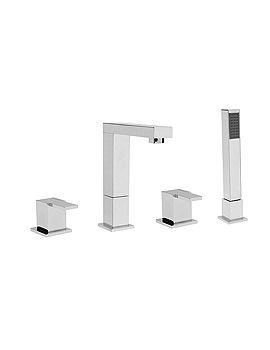 Hudson Reed Genna Four Tap Hole Bath Shower Mixer Tap With Swivel Spout