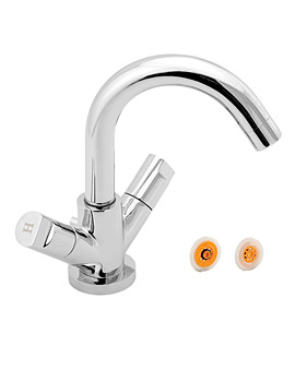 Ikon Mono Basin Mixer Tap With Pop-Up Waste And 2L-Min Regulator | IKO113-HSR2