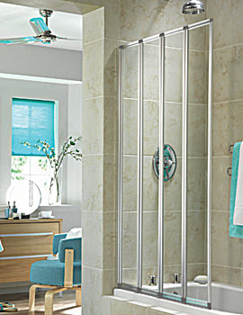 Aqualux Aquarius 4 Fold Silver Frame Bath Screen | FS6240AQU