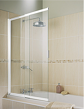 Aqualux Aquarius 2 Panel Slider Bath Screen - White | FBS0080AQU