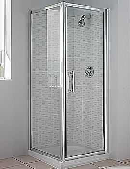 Manhattan M3 Clear Glass Hinged Shower Door White 900mm | M3CL90HDW