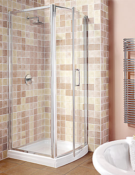 Manhattan M3 Bowfront White Hinged Shower Door 900mm | M3CL90HBC