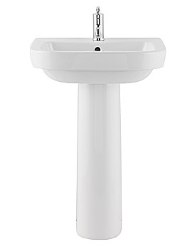 Balterley Curve 60cm Basin 1 Tap Hole With Full Pedestal
