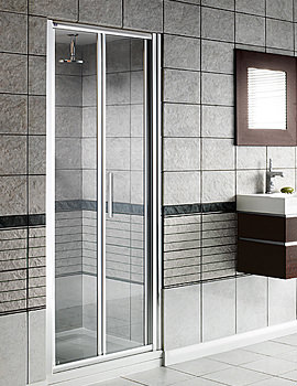 Manhattan M3 Clear Glass Bi Fold Shower Door Chrome 1000mm | M3CL10NFDC