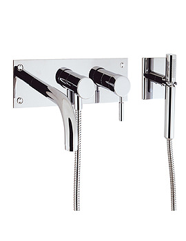 Crosswater Design Wall Mounted 3 Hole Bath Mixer Tap Set with Kit