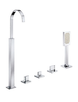Crosswater Base Bath 4 Hole Set with Floor Standing Spout
