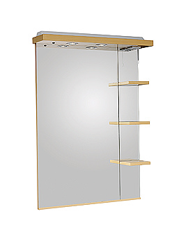 New England Mirror With Beech Shelves And Canopy 700mm | NSC7BH