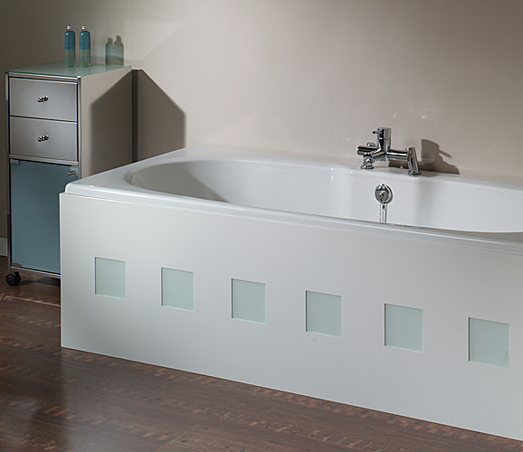 Quattro White Frosted Glass Squares Front Bath Panel 1700mm BP1200W