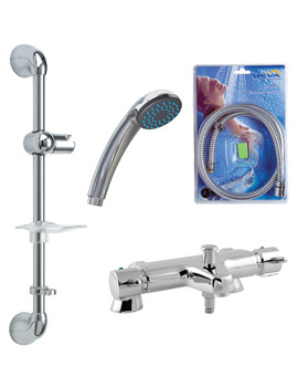 Pillar Mounted Lever Bath Shower Mixer Tap With Shower Kit | SHTLV1061B