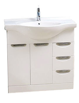 Aqva New York Bathroom Vanity Unit White Ceramic Basin 900mm