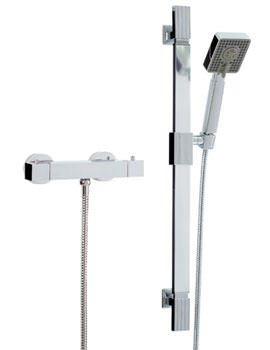 Phoenix Square Thermostatic Shower Valve With Slide Rail Kit 8 VP031