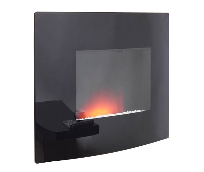 Dante Curved Wall Mounted Remote Control Electric Fire Black 23809
