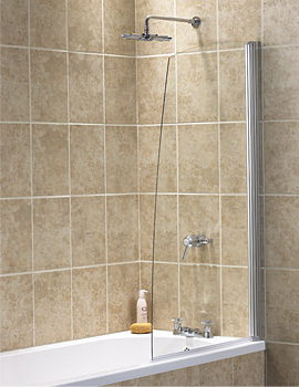 Aqualux Aquarius Sail Bath Screen Pearl Silver Frame | FBS0104AQU