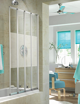 Aqualux Aquarius 4 Fold Bath Screen White 840 x 1400mm | FS6237AQU