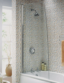 Aqualux Elite Modern Half Framed Sail Silver Bath Screen | FS21025AQU