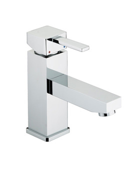 Quadrato Eco Basin Mixer Tap With Pop Up Waste | QD EBAS C