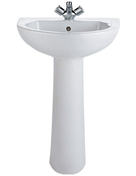 Twyford Option Washbasin With Pedestal 550 x 450mm | OT4211WH, OT4910WH