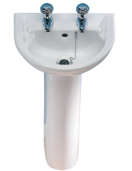 Twyford Option 2 Tap Holes Handrinse Basin With Pedestal 400 x 305mm | ET4812WH