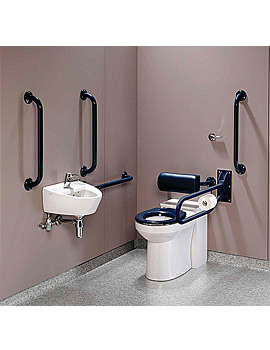 Twyford Doc.M Rimless Back To Wall Pack With Blue Rails And Seat | PK8147BE