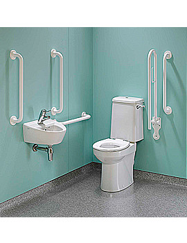 Twyford Doc.M Rimless Super Pack With White Grab Rails And Seat | PK8146WH