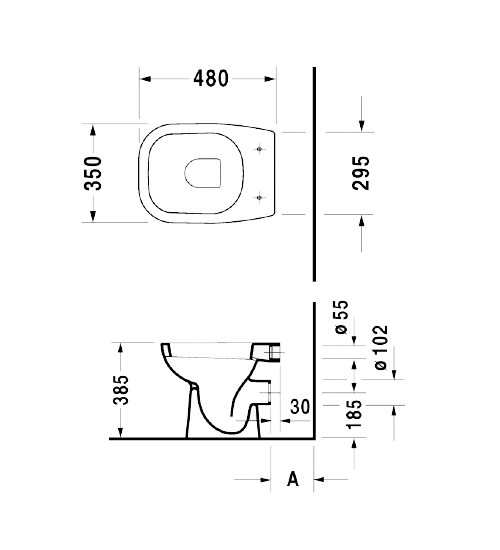 Duravit DCode 350 x 480mm Floor Standing Toilet 21080900002