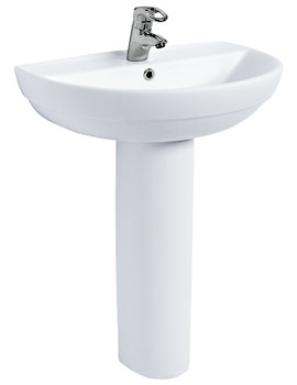 Twyford Refresh 1 Centre Tap Hole Washbasin 600 x 480mm | RE4321WH