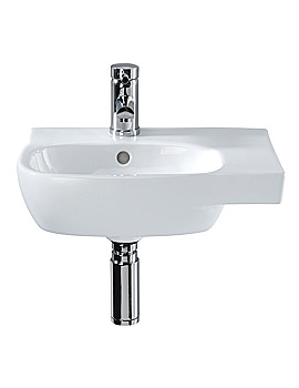 Twyford Moda Offset Basin With Right Hand Shelf 450 x 350mm | MD4041WH