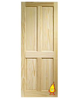 Image of XL Internal Victorian 4 Panel Clear Pine Fire Door | CPIN4P27-FD