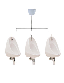 Twyford Camden 3 Urinal Set With Exposed Trap Flush Pipe And Cistern