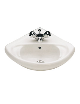 Twyford Anglo Corner Washbasin 1 Tap Hole 495mm | WB1911WH