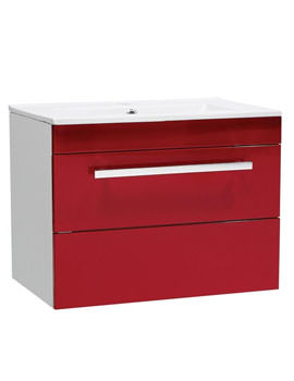 Ultra Design Wall Mounted Vanity Unit Red And Basin 600mm | FURN028