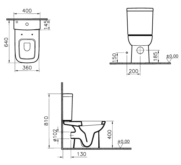 VitrA S20 Open Back Close Coupled WC With Cistern And Seat