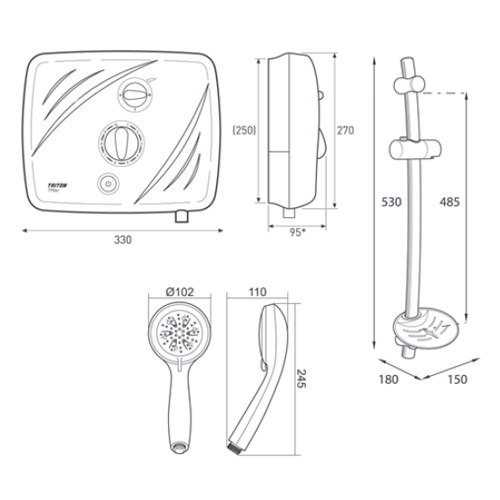 Triton Tankfed Pumped Electric Shower T90xr 8.5kw SP9008SI