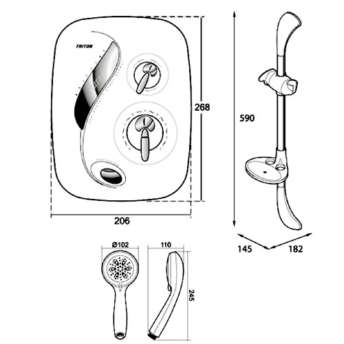 Triton As2000xt Thermostatic Power Shower White And Chrome