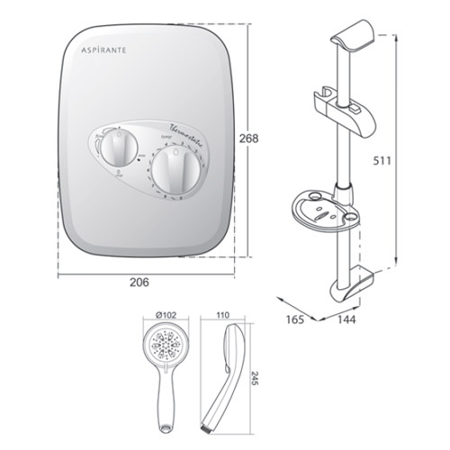 Triton Aspirante Power Shower Chrome