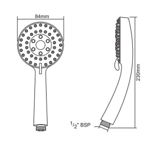 Triton 3 Position Shower head White TSHMLAR3POSWH