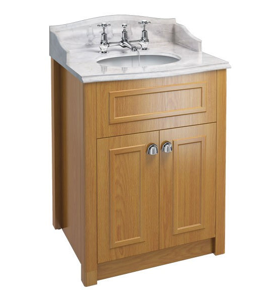 Image of Burlington Sarah Marble Slab With Basin And Oak Vanity Unit 