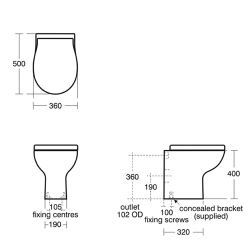 Ideal Standard Create Edge BackToWall WC Pan 500mm E301301
