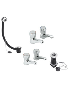 Image of Twyford Option Basin And Bath Tap Pack - PK4015CP