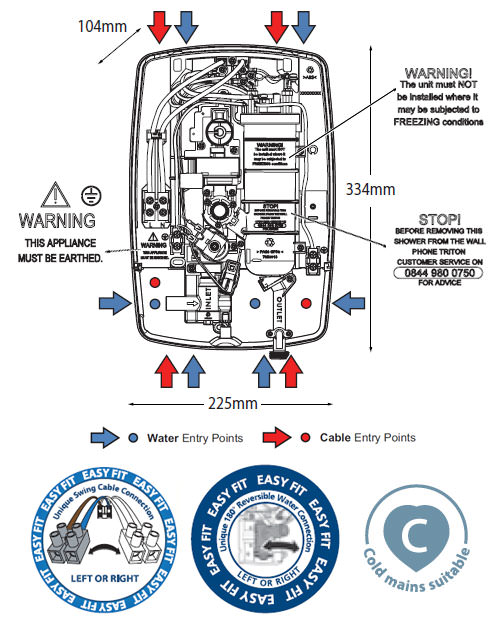 Triton T80Z Fast Fit Eco Electric Shower 8.5kw ECO8008ZFF