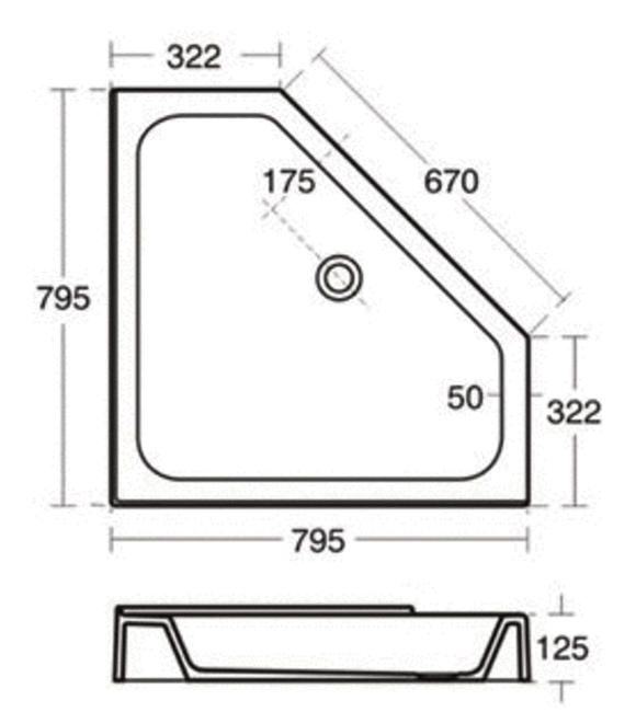 Ideal Standard Space 800mm Pentagon Upstand Shower Tray E708401