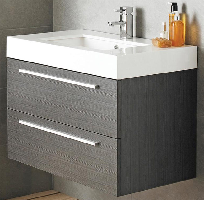Ultra Silhouette Grey Wall Mounted Basin And Drawer 800mm