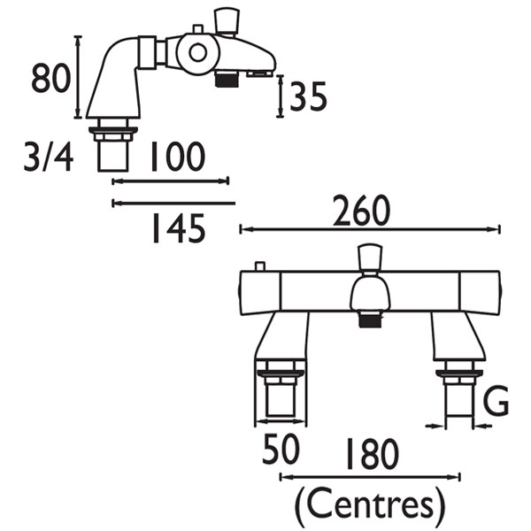 Bristan Artisan Thermostatic Bath Shower Mixer Tap AR2 THBSM C