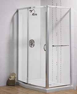 Aqualux Elite Bow Front Slider Shower Enclosure Silver | FEN0308AQU
