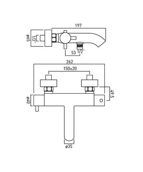 Vado Celsius Wall Mounted Thermostatic Bath Shower Mixer Tap