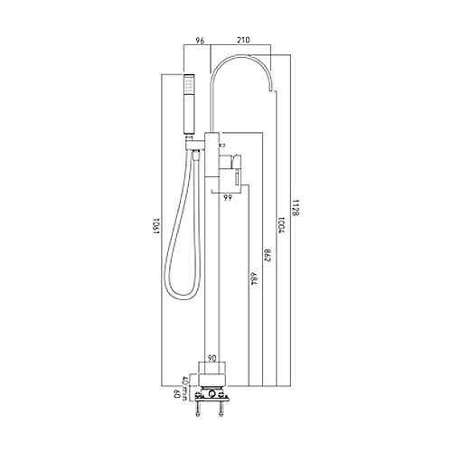 Vado Instinct Floor Mounted Bath Shower Mixer Tap With Kit