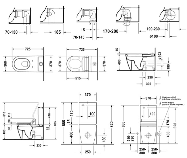 Starck 2 Close Coupled Toilet - Cistern Seat and Cover - 2129090000